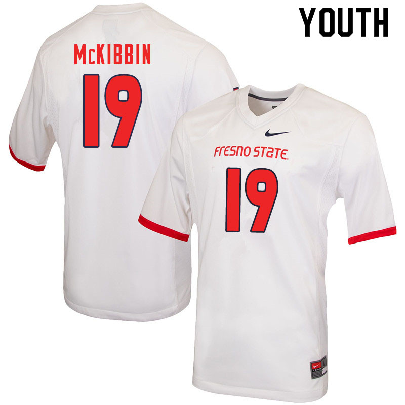 Youth #19 Blaze McKibbin Fresno State Bulldogs College Football Jerseys Sale-White